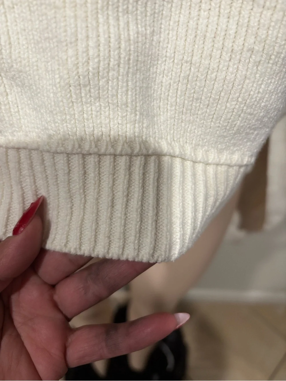 Free People Ivory Cropped Crewneck Sweater